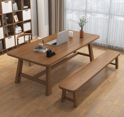 Mesa de comedor rectangular nórdica moderna con marco de madera sólida para restaurante y hotel