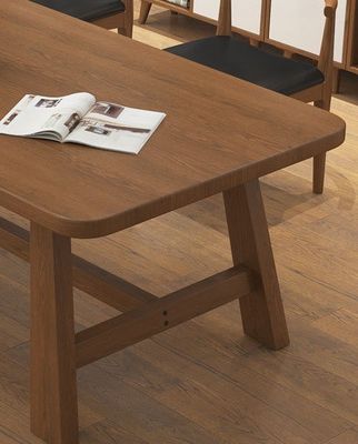 Mesa de comedor rectangular nórdica moderna con marco de madera sólida para restaurante y hotel
