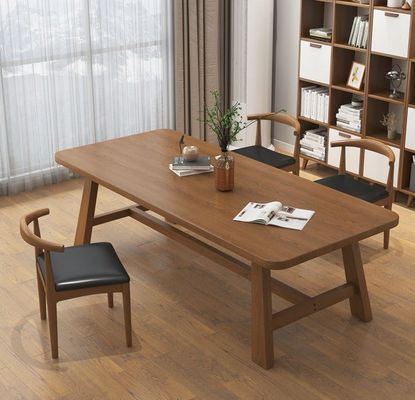 Mesa de comedor rectangular nórdica moderna con marco de madera sólida para restaurante y hotel