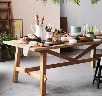Mesa de comedor rectangular de estilo nórdico para hoteles y restaurantes Material de madera sólida incluido