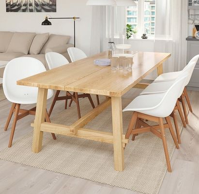 Mesa de comedor rectangular de estilo nórdico para hoteles y restaurantes Material de madera sólida incluido