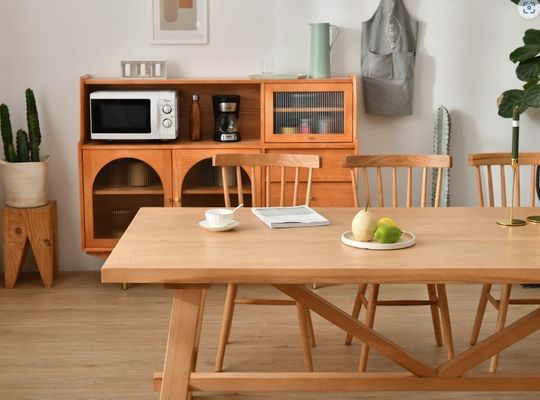Mesa de comedor rectangular de estilo nórdico para hoteles y restaurantes Material de madera sólida incluido