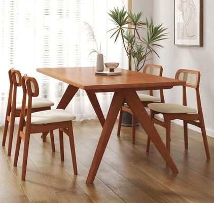 Muebles para el hogar directos nórdicos Mesa de comedor rectangular de madera maciza para espacio de comedor funcional