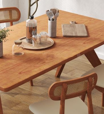 Muebles para el hogar directos nórdicos Mesa de comedor rectangular de madera maciza para espacio de comedor funcional