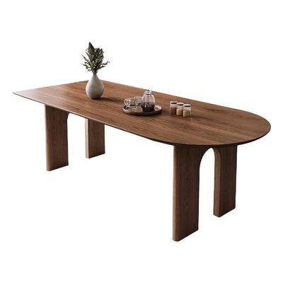 Muebles para el hogar nórdicos modernos Mesa de comedor rectangular de madera maciza con nuez