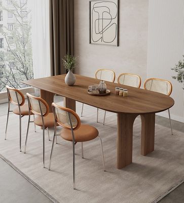 Muebles para el hogar nórdicos modernos Mesa de comedor rectangular de madera maciza con nuez
