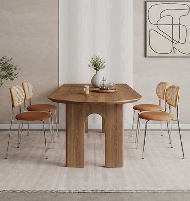 Muebles para el hogar nórdicos modernos Mesa de comedor rectangular de madera maciza con nuez