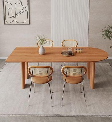 Muebles para el hogar nórdicos modernos Mesa de comedor rectangular de madera maciza con nuez