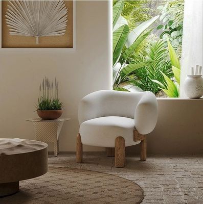 Servicio OEM aceptado silla de ocio salón nórdico sofá de madera silla con cojín