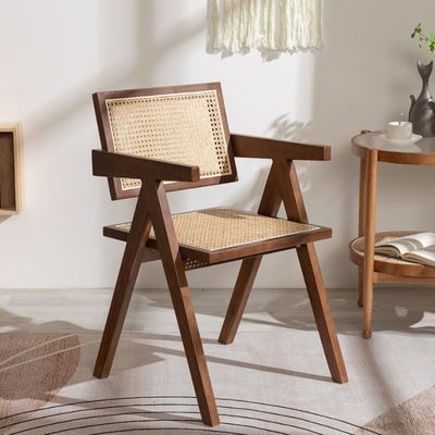 Color natural Moderno de madera maciza de ratán silla de comedor con diseño moderno