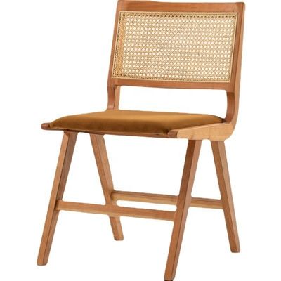 Silla de comedor de madera sólida y rotinado con brazo de comedor de diseño moderno para muebles comerciales