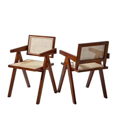 Morden Dining Fruniture silla de comedor específica para el jardín de la caña de vintage Rattan Wicker Silla de madera en el comedor del hotel