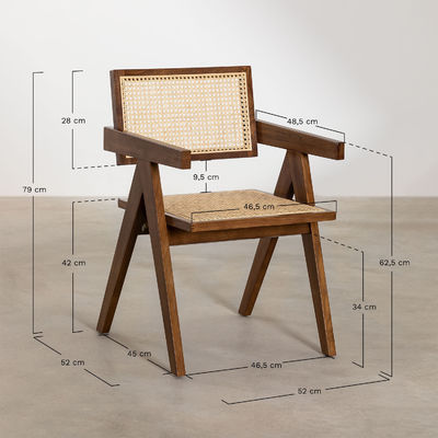 Morden Dining Fruniture silla de comedor específica para el jardín de la caña de vintage Rattan Wicker Silla de madera en el comedor del hotel