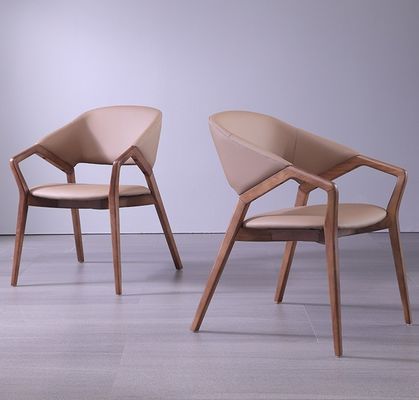 2023 Diseño Moderno de madera maciza PU de cuero Sala de comedor Restaurante silla para el hogar Muebles generales NO Plegable