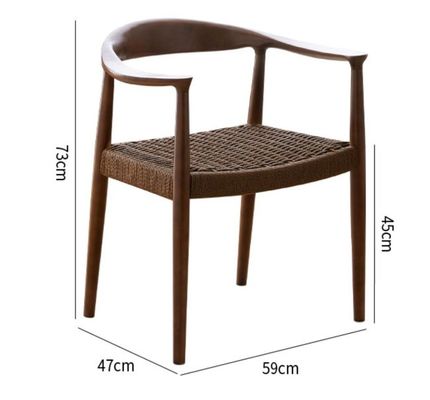 Silla de comedor de hotel de lujo con asiento de cordón tejido y construcción de madera sólida