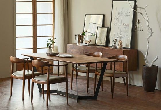Silla de cuero de PU Silla de comedor de madera W61*D55*H76CM para restaurantes de diseño nórdico moderno en 2023
