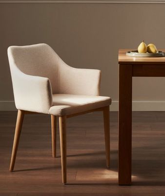 Muebles de hoteles y restaurantes de color natural tapizados sillas de madera maciza