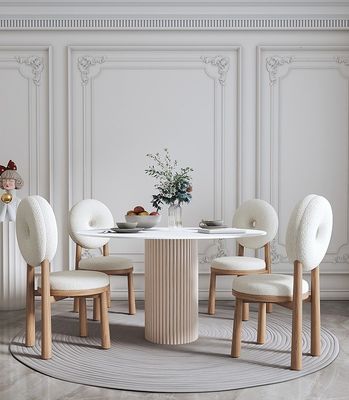 Muebles de comedor de madera maciza silla de rosquilla de lana de cordero para comer moderno en diseño nórdico en restaurantes y cafeterías