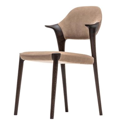 Mejore su espacio de comedor con sillas de comedor de madera maciza italiana moderna reposabrazos de cuero negro / marrón o terciopelo de piel de ciervo