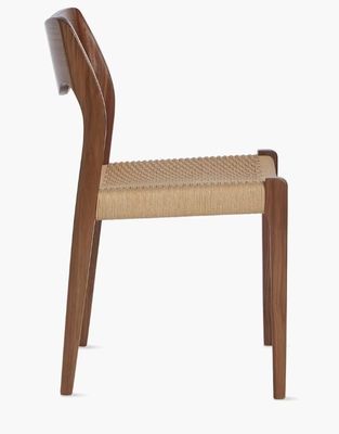 Muebles de sala de estar silla de comedor de cordón tejido a mano de color nuez con marco de madera sólida