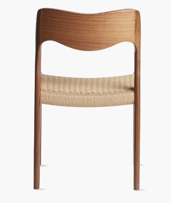 Muebles de sala de estar silla de comedor de cordón tejido a mano de color nuez con marco de madera sólida