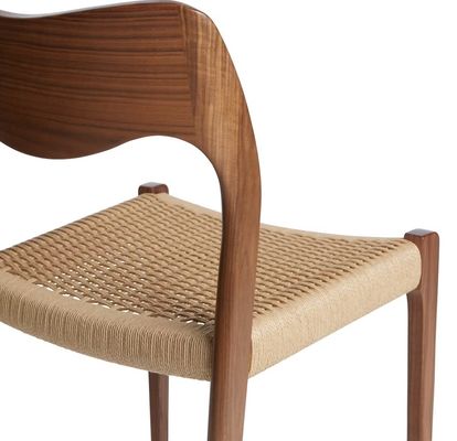 Muebles de sala de estar silla de comedor de cordón tejido a mano de color nuez con marco de madera sólida