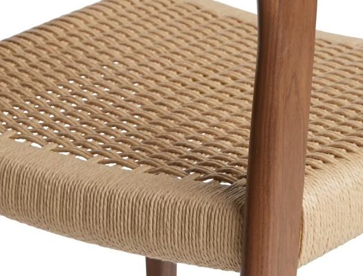 Muebles de sala de estar silla de comedor de cordón tejido a mano de color nuez con marco de madera sólida