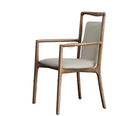 Inicio Muebles Generales Diseño italiano Moderno Madera sólida de PU Cuero Sala de comedor Silla de restaurante con reposabrazos