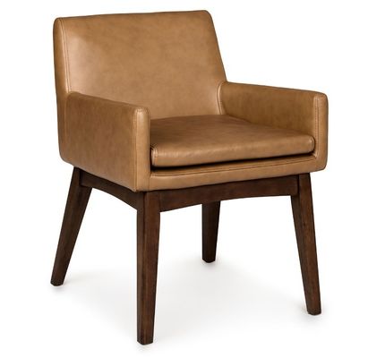 Silla de comedor de restaurante W57*D57*H76CM con marco de madera sólida y tapicería de cuero PU en estilo moderno nórdico