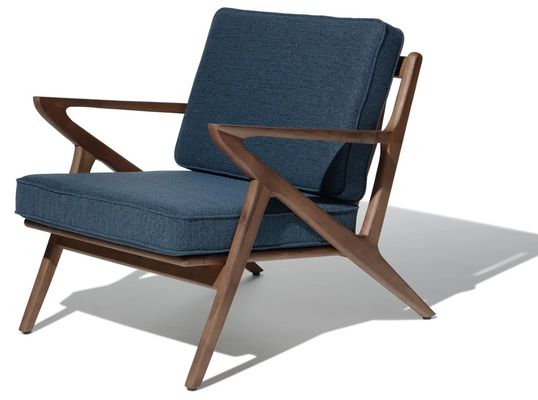 Silla de sala de estar de tejido moderno Silla de sofá de madera Salón de ocio Silla de madera sólida W59*D59*H57CM