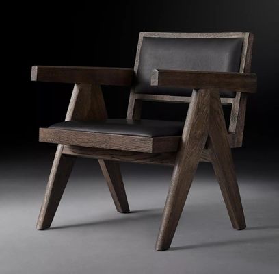 Top Grade Hotel Restaurante Hogar Moderno de madera sillas de PU con reposabrazos W52*D53.3*H70CM para silla de sala de estar