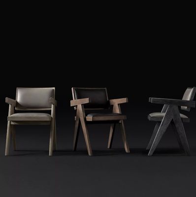 Top Grade Hotel Restaurante Hogar Moderno de madera sillas de PU con reposabrazos W52*D53.3*H70CM para silla de sala de estar