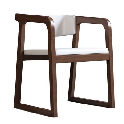 Muebles de comedor de diseño moderno de madera maciza de algodón y lino / silla de cuero de PU con reposabrazos y cojín para restaurante