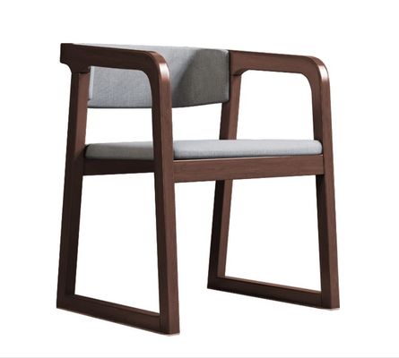 Muebles de comedor de diseño moderno de madera maciza de algodón y lino / silla de cuero de PU con reposabrazos y cojín para restaurante