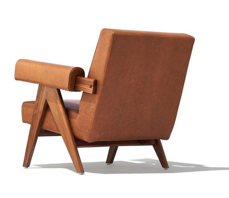 Salón de ocio Sofá de madera sólida silla con personalizado cuero de PU y marco de madera de ceniza