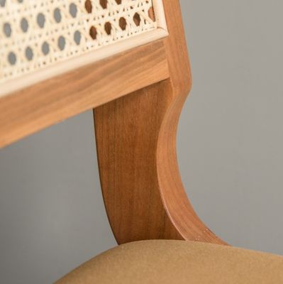 Moderno estilo de diseño nórdico silla de tapicería natural de ratán silla de comedor de madera sólida para restaurante hotel