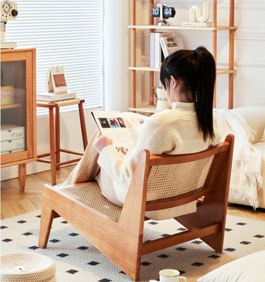 Silla de ocio Sofá de ratán tejido de madera sillas de madera natural / negro / nuez / color de cerezo para diseño sala de estar