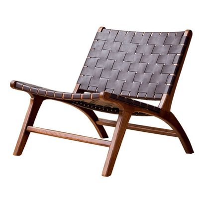 Sofá silla de seda de madera sólida de cuero habitación de estar individual hotel esencial