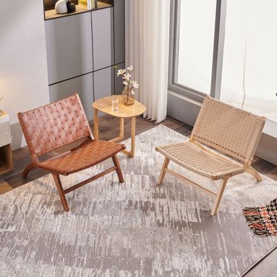 Silla de sofá de madera maciza tejida con cordón combinación de estilo y función para muebles de sala de estar