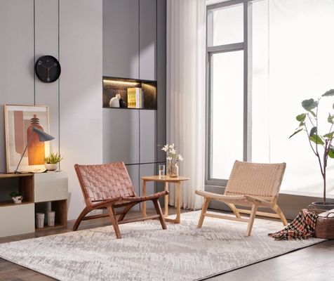 Silla de sofá de madera maciza tejida con cordón combinación de estilo y función para muebles de sala de estar