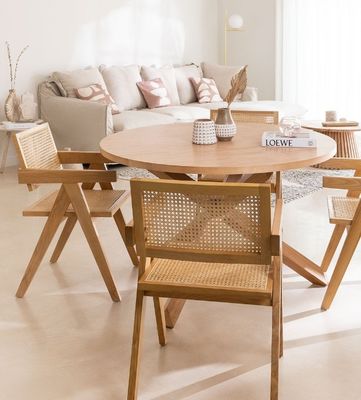 Personalizar material de cubierta de rotín natural resistente silla de comedor de madera sólida moderna para restaurante hotel