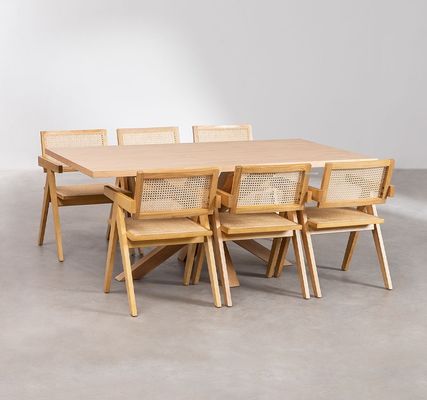Personalizar material de cubierta de rotín natural resistente silla de comedor de madera sólida moderna para restaurante hotel