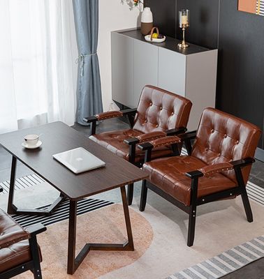 Sofá moderno de cuero de madera de PU, silla de café, estilo de diseño italiano de lujo para el restaurante de comedor