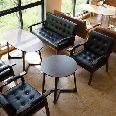 Sofá moderno de cuero de madera de PU, silla de café, estilo de diseño italiano de lujo para el restaurante de comedor