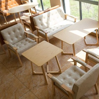 Sofá moderno de cuero de madera de PU, silla de café, estilo de diseño italiano de lujo para el restaurante de comedor