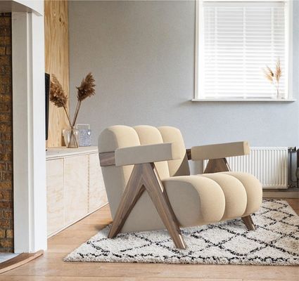 Robusto diseño moderno de tejido de madera Sala de estar silla de comedor tapizada Sofá Muebles
