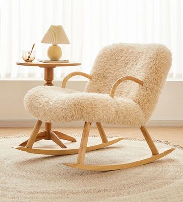 Diseño moderno nórdico especial de madera sólida de madera de ceniza Material de marco de lana de cordero Tapicería de ocio Silla de sala de estar para dormitorio