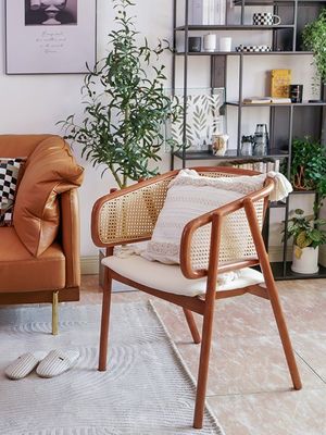 Sillones de comedor de madera maciza de rattan de diseño japonés para restaurantes y comedores 2023