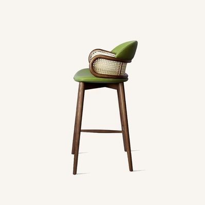 Barras de madera modernas sillas de ratán taburetes de bar alto para la cocina comedor restaurante verde / naranja y muebles comerciales