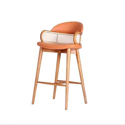 Barras de madera modernas sillas de ratán taburetes de bar alto para la cocina comedor restaurante verde / naranja y muebles comerciales